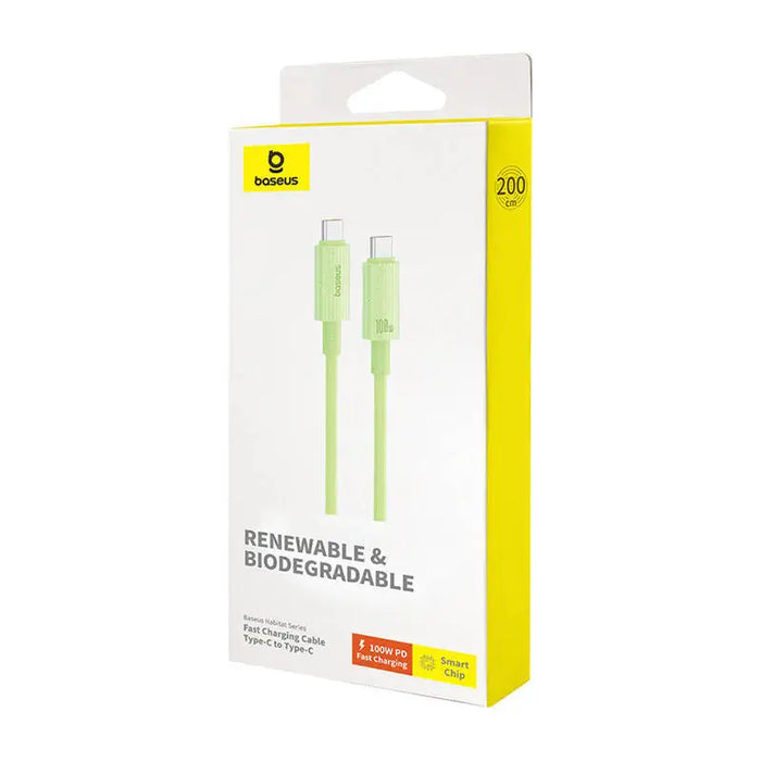 Fast Charging cable Baseus USB-C to USB-C Habitat Series 2m 100W (green) - USB-C to USB-C<<<USB cables<<<GSM