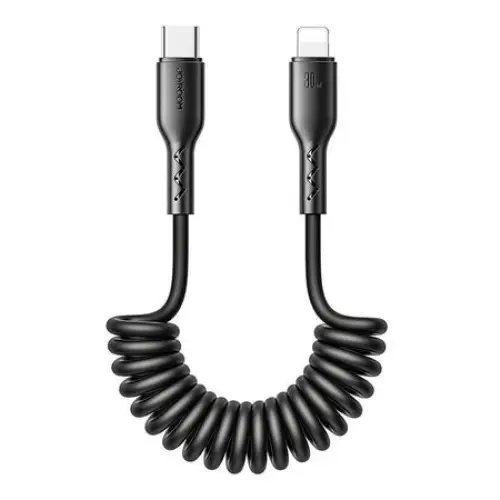 Fast Charging cable for car Joyroom Type-C to Lightning Easy-Travel Series 30W 1.5m coiled (black) - USB
