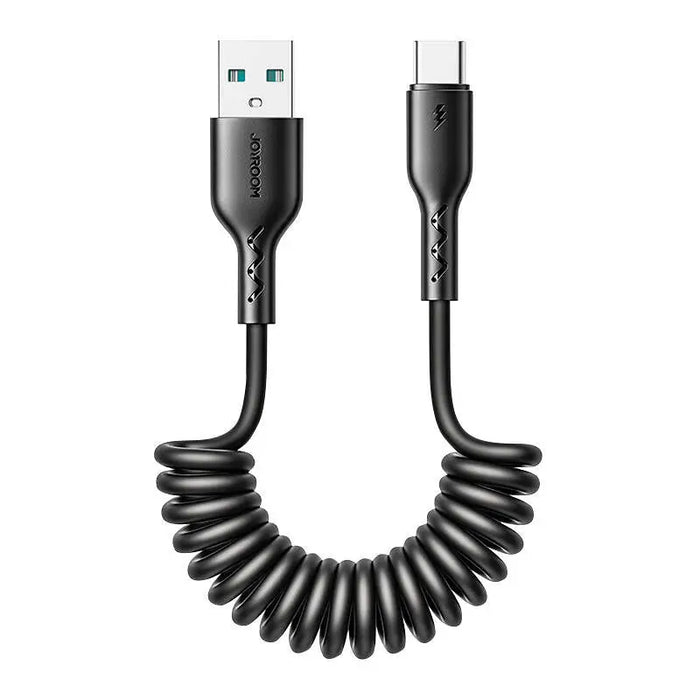 Fast Charging cable for car Joyroom USB-A to Type-C Easy-Travel Series 3A 1.5m coiled (black) - USB to USB-C<<<USB