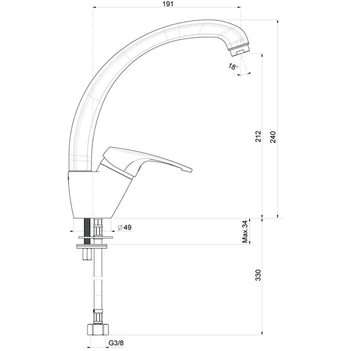 KITCHEN MIXER WITH GRANITE COATING BLACK FAT 08910-1008