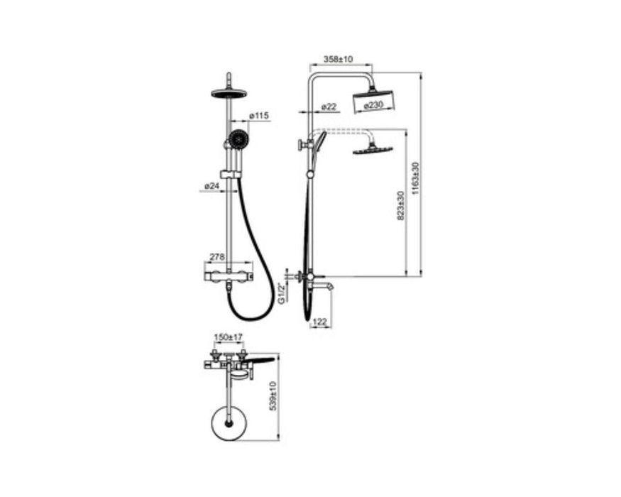 SHOWER SYSTEM WITH MIXER PHOENIX-N