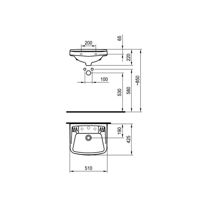 WASHBASIN CLASSICA 89 51x42.5x22 CM WHITE