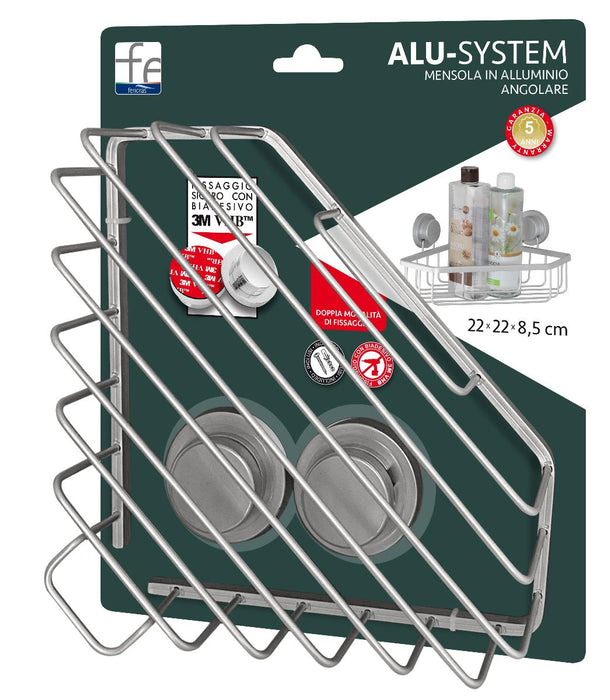 CORNER SHELF SINGLE LEVEL ALU SILVER