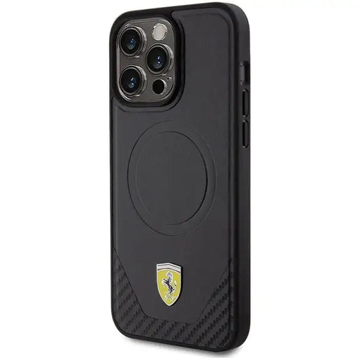 Ferrari Carbon Metal Logo MagSafe case for iPhone 15 Pro Max - black - Cell phone cases and covers<<<HurtelXML