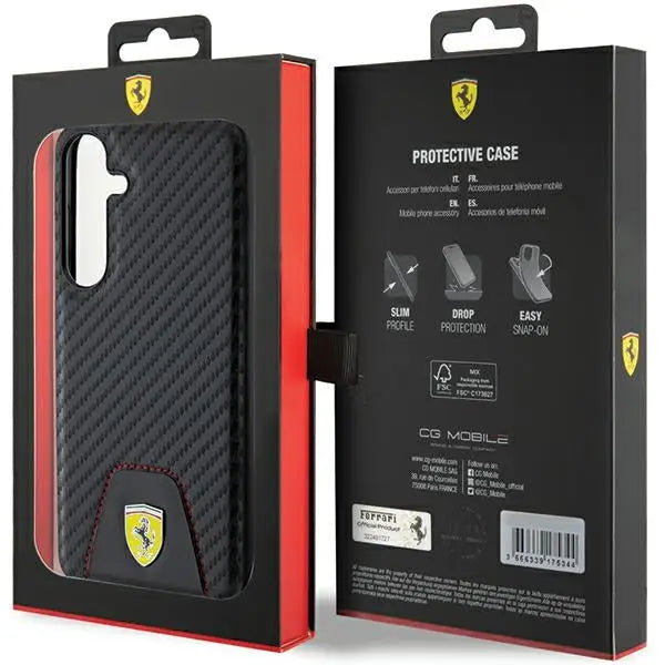 Ferrari Carbon Stitched Bottom case for Samsung Galaxy S24+ - black - Cell phone cases and covers<<<HurtelXML