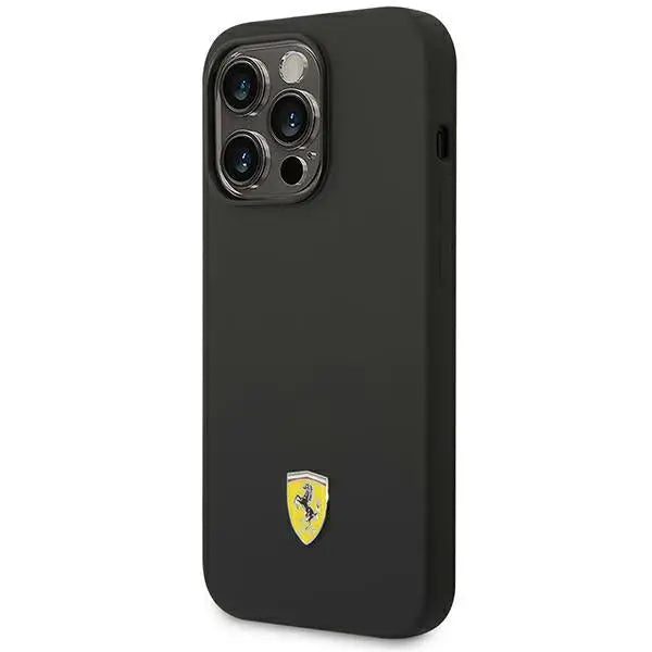 Ferrari FEHCP14LSIBBK iPhone 14 Pro 6.1’’ black/black hardcase Silicone Metal Logo - Cell phone cases