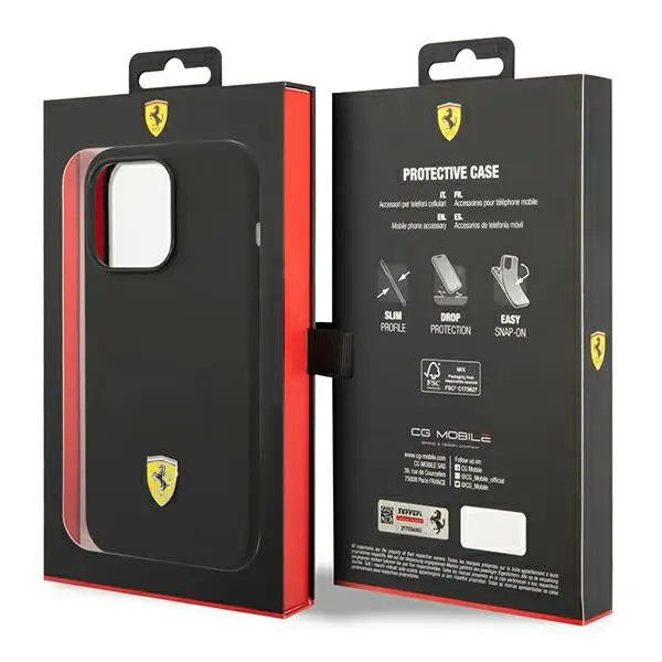 Ferrari FEHCP14LSIBBK iPhone 14 Pro 6.1’’ black/black hardcase Silicone Metal Logo - Cell phone cases