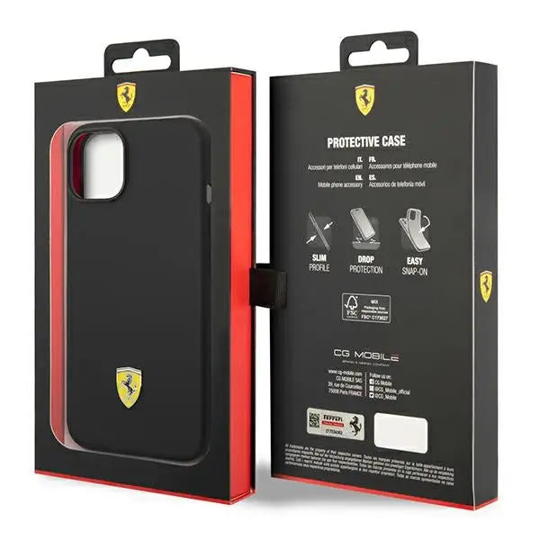 Ferrari FEHCP14MSIBBK iPhone 14 Plus 6.7’’ black/black hardcase Silicone Metal Logo - Cell phone cases