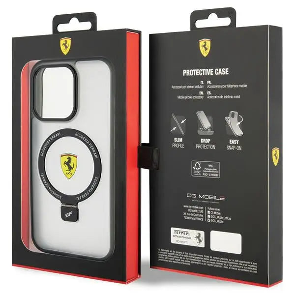 Ferrari FEHMP15LUSCAH iPhone 15 Pro 6.1’’ transparent hardcase Ring Stand 2023 Collection MagSafe - Cell phone cases