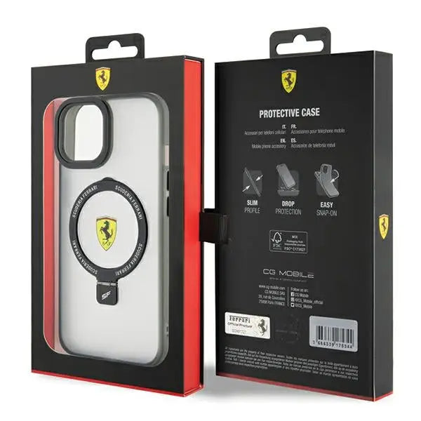 Ferrari FEHMP15SUSCAH iPhone 15 6.1’’ transparent hardcase Ring Stand 2023 Collection MagSafe - Cell phone cases