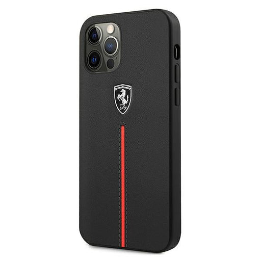 Ferrari FEOMSHCP12LBK iPhone 12 Pro Max black/black hardcase Off Track Leather Nylon Stripe - Cell phone cases