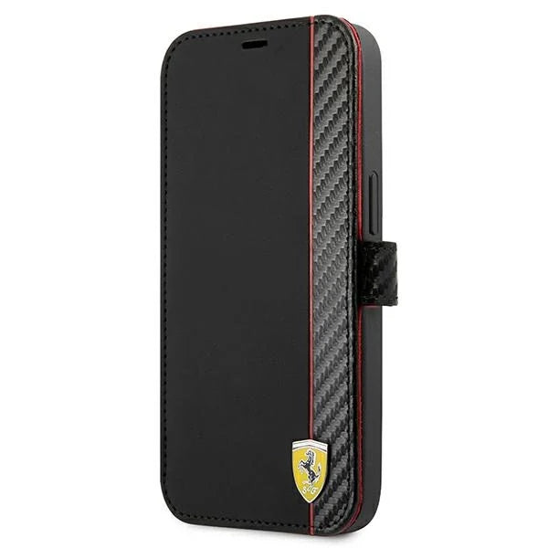 Ferrari FESAXFLBKP13SBK iPhone 13 mini 5.4’’ black/black book On Track Carbon Stripe - Cell phone cases