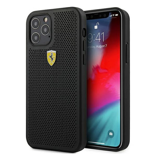 Ferrari FESPEHCP12MBK iPhone 12/12 Pro 6.1’’ black/black hardcase On Track Perforated - Cell phone cases
