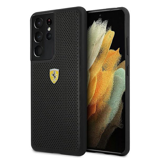 Ferrari FESPEHCS21LBK S21 Ultra G996 black/black hardcase On Track Perforated - Cell phone cases and covers<<<HurtelXML