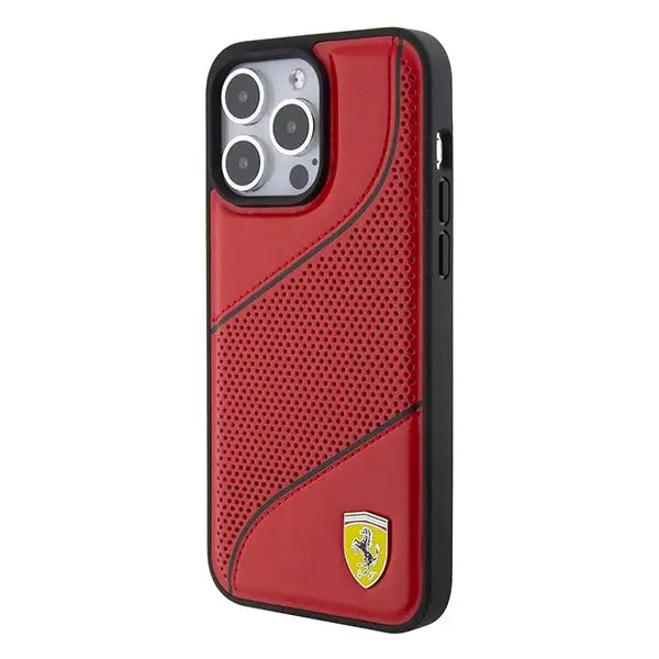 Ferrari Perforated Waves Metal Logo case for iPhone 15 Pro - red - Cell phone cases and covers<<<HurtelXML