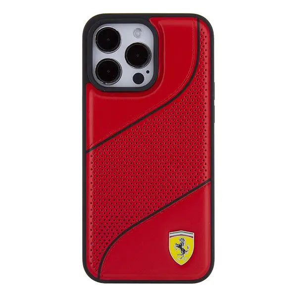 Ferrari Perforated Waves Metal Logo case for iPhone 15 Pro - red - Cell phone cases and covers<<<HurtelXML