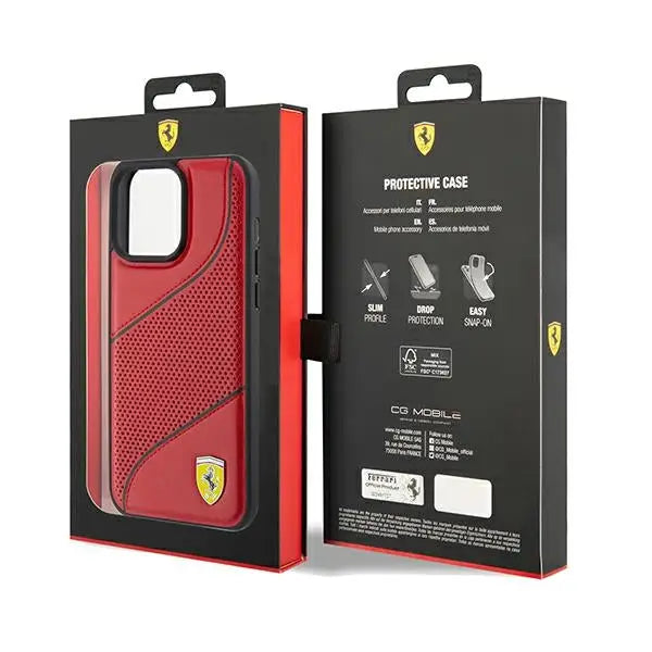 Ferrari Perforated Waves Metal Logo case for iPhone 15 Pro - red - Cell phone cases and covers<<<HurtelXML