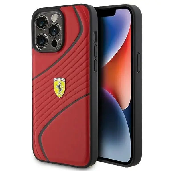 Ferrari Twist Metal Logo case for iPhone 15 Pro Max - red - Cell phone cases and covers<<<HurtelXML