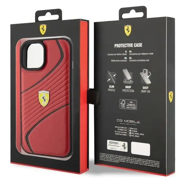 Ferrari Twist Metal Logo case for iPhone 15 - red - Cell phone cases and covers<<<HurtelXML