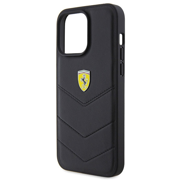 Ferrari Quilted Metal Logo case for iPhone 15 Pro Max - black