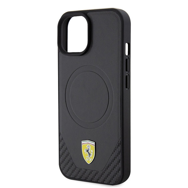Ferrari FEHMP15SPTEK iPhone 15 6.1" black/black hardcase Carbon Metal Logo MagSafe