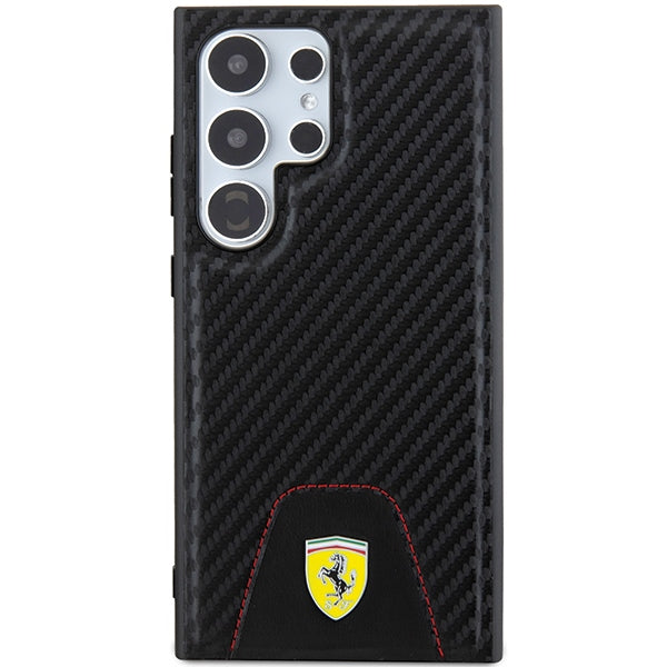 Ferrari Carbon Stitched Bottom case for Samsung Galaxy S24 Ultra - black