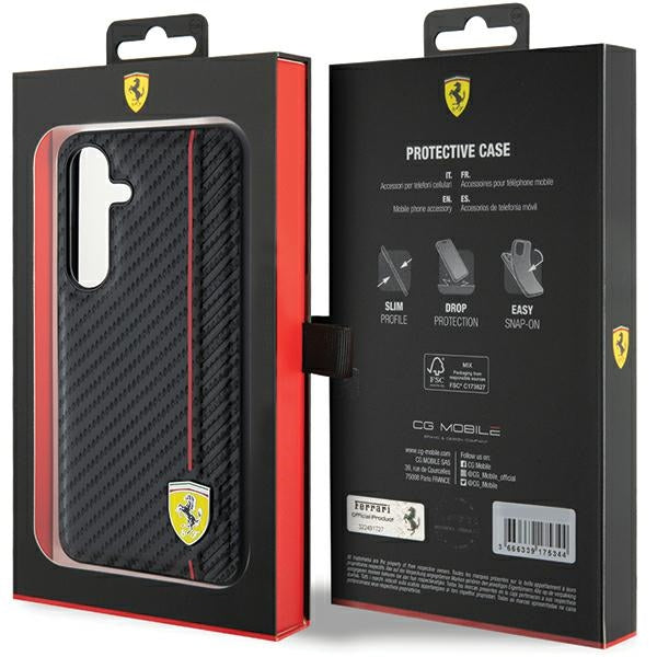 Ferrari Carbon Printed Line case for Samsung Galaxy S24+ - black