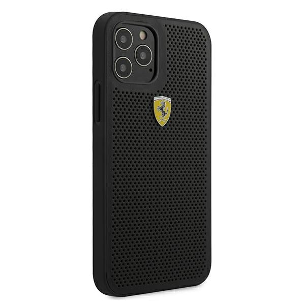Ferrari FESPEHCP12MBK iPhone 12/12 Pro 6.1&quot; black/black hardcase On Track Perforated
