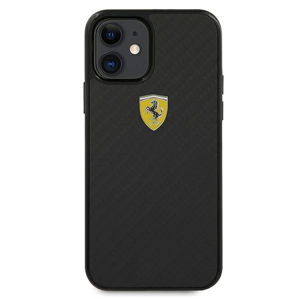 Ferrari FERCAHCP12SBK iPhone 12 mini 5.4&quot; black/black hardcase On Track Real Carbon