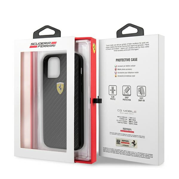 Ferrari FERCAHCP12SBK iPhone 12 mini 5.4&quot; black/black hardcase On Track Real Carbon