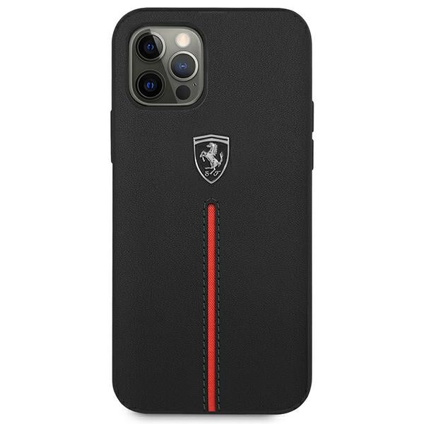 Ferrari FEOMSHCP12LBK iPhone 12 Pro Max black/black hardcase Off Track Leather Nylon Stripe
