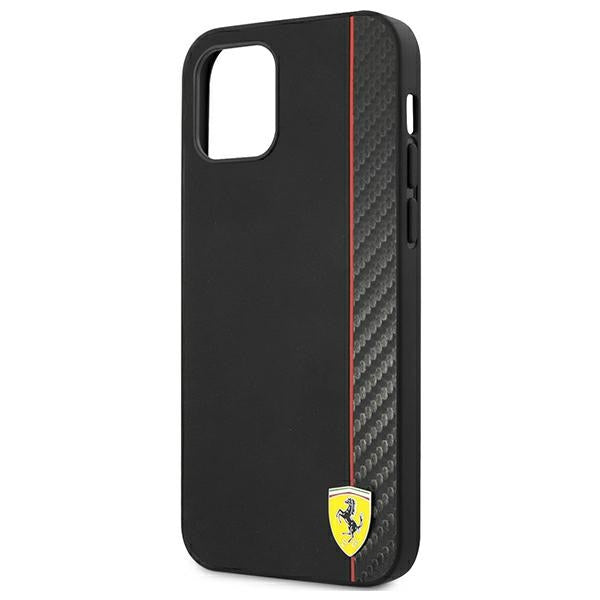Ferrari FESAXHCP12SBK iPhone 12 mini 5.4&quot; black/black hardcase On Track Carbon Stripe