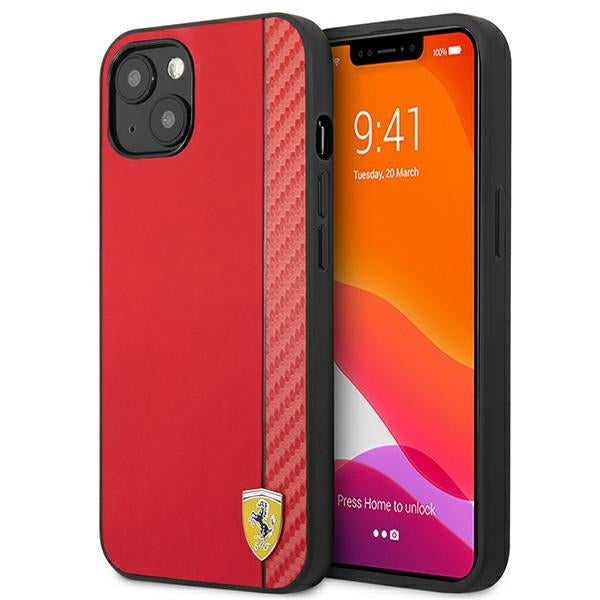 Ferrari FESAXHCP13SRE iPhone 13 mini 5.4&quot; red/red hardcase On Track Carbon Stripe
