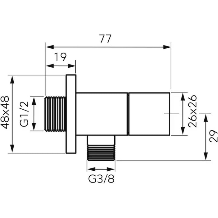 CORNER TAP CERAMIC HEAD 1/2X3/8 H MATT
