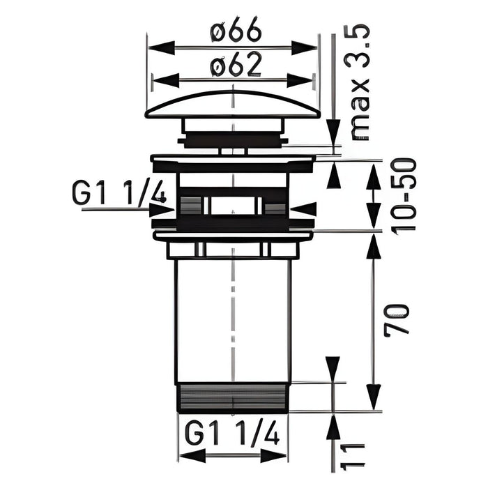 ROTONDO CLICK SIPHON WITH OVERFLOW 1 1/4