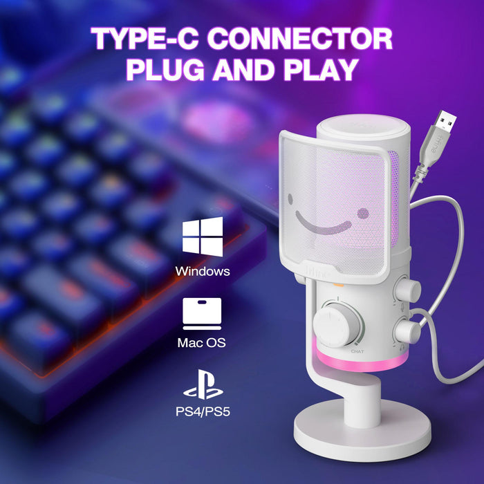 Desktop microphone FIFINE AM6 RGB - White