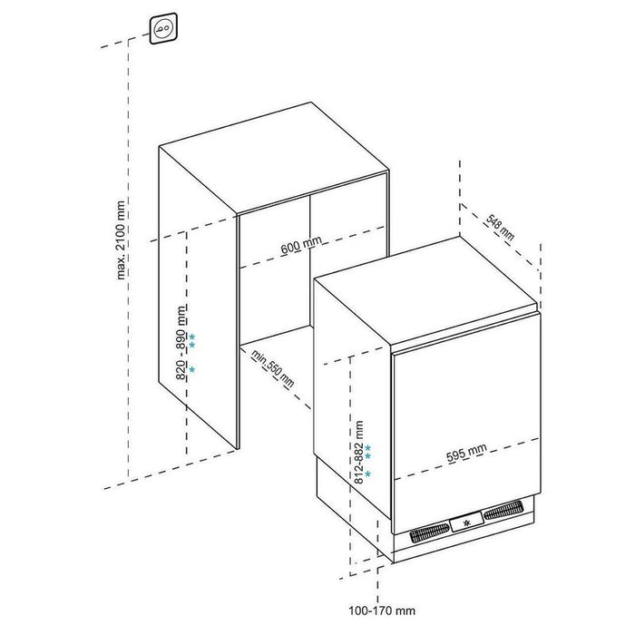Built-in refrigerator Finlux FXNE 1600, 115 l, E, Yes