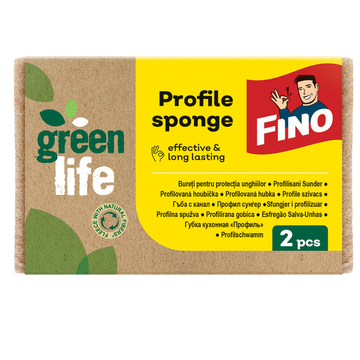 KITCHEN SPONGE WITH CHANNEL 2 PCS FINO