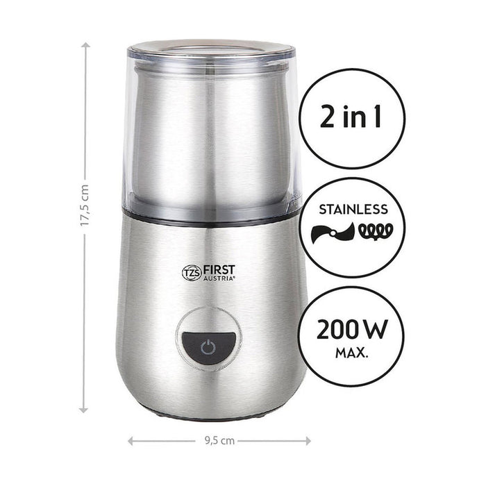 Coffee grinder and milk frother FIRST FA-5486-1 BLACK / STAINLESS STEEL, 200 W