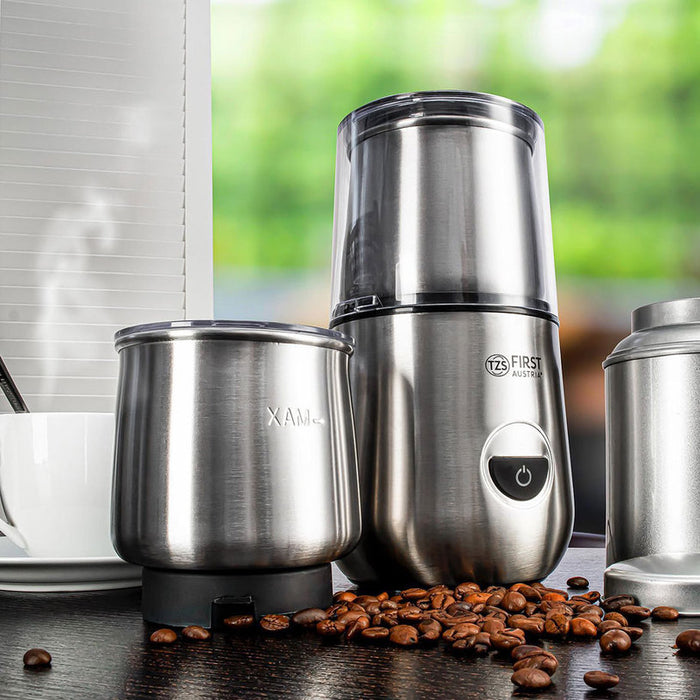 Coffee grinder and milk frother FIRST FA-5486-1 BLACK / STAINLESS STEEL, 200 W