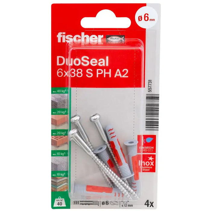 FISCHER DUOSEAL SCREW DOWEL - Комплекти дюбели<<<Дюбели<<<Инструменти и железария<<<Praktiker&&&Дюбели<<<Крепежни