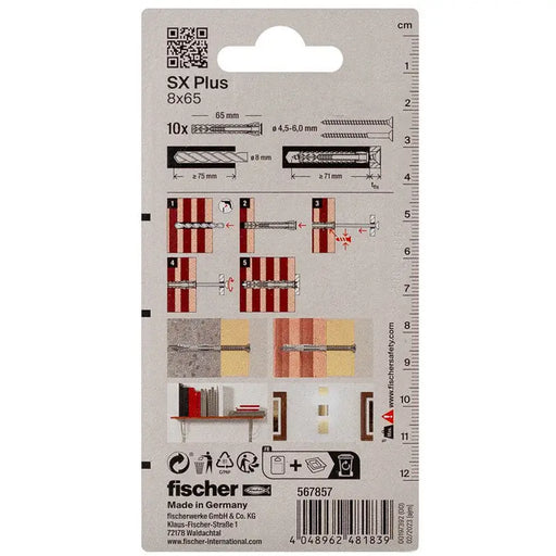 FISCHER SX PLUS EXPANSION DOwel 8X65 - Комплекти дюбели<<<Дюбели<<<Инструменти и железария<<<Praktiker