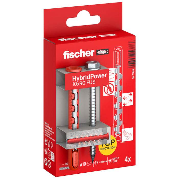 HYBRID FRAME DOWEL WITH SCREW 10X90 FUS K FISCHER 4 PCS