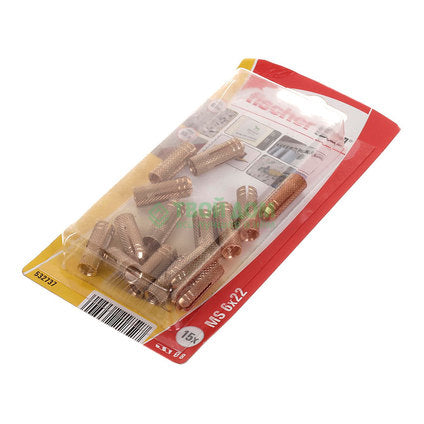 BRASS DOWEL F6X22MM 15 PCS. FISCHER MS