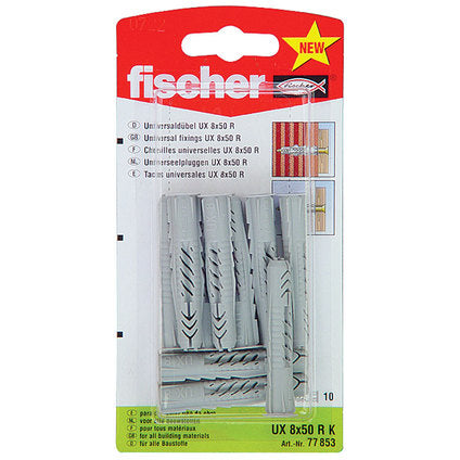 UNIVERSAL DOWEL F8X50MM 10 PIECES FISCHER UX RK