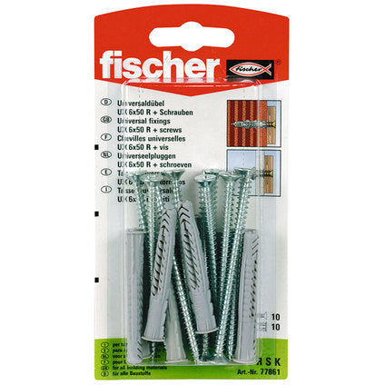 UNIVERSAL DOWEL WITH SCREW F6X50MM 10 PCS FISCHER UX RSK