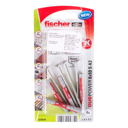 UNIVERSAL DOWEL WITH SCREW F6X50MM 4 PCS FISCHER DUOPOWER S A2 K