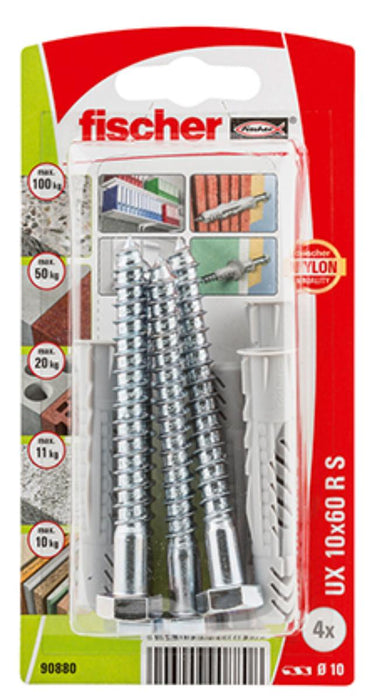 UNIVERSAL DOWEL WITH BOLT F10X60MM 4 PCS FISCHER UX RSK