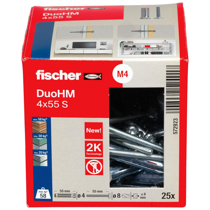 Wall plugs and screws Fischer DUO HM Ø 8 x 55 mm (25 Units)