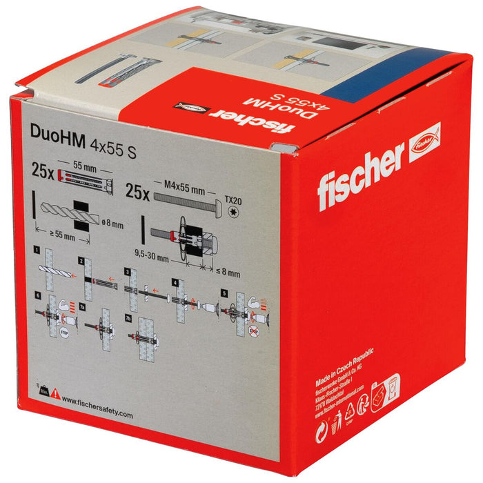 Wall plugs and screws Fischer DUO HM Ø 8 x 55 mm (25 Units)